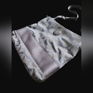 Vintage Coach Signature Logo Stripe Crossbody Messenger Bag Purse